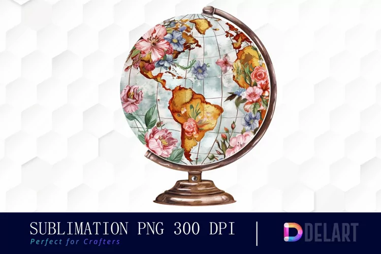 Floral Globe Watercolor Clipart