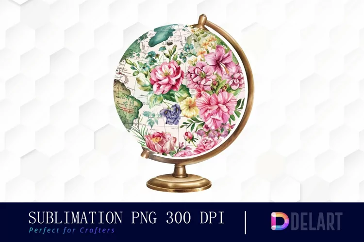 Floral Globe Watercolor Clipart