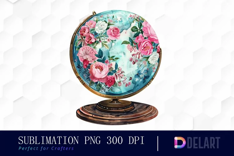 Floral Globe Watercolor Clipart
