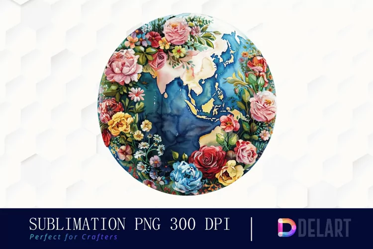 Floral Globe Watercolor Clipart