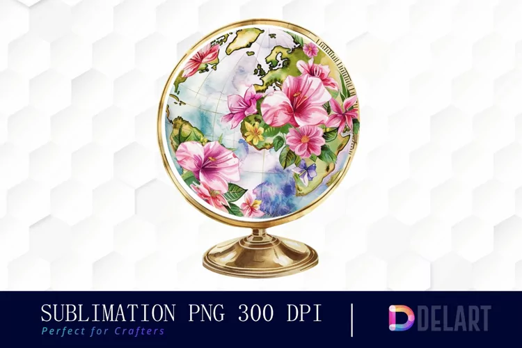 Floral Globe Watercolor Clipart