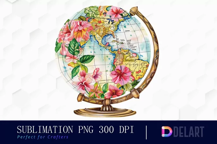 Floral Globe Watercolor Clipart