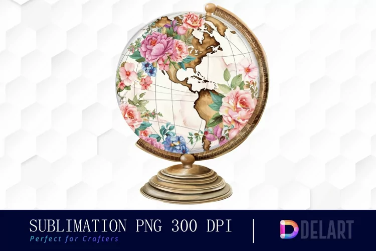 Floral Globe Watercolor Clipart