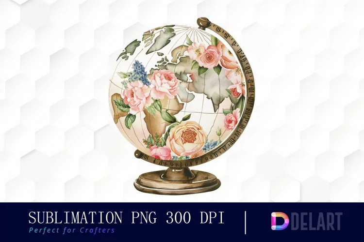 Floral Globe Watercolor Clipart