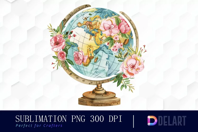 Floral Globe Watercolor Clipart