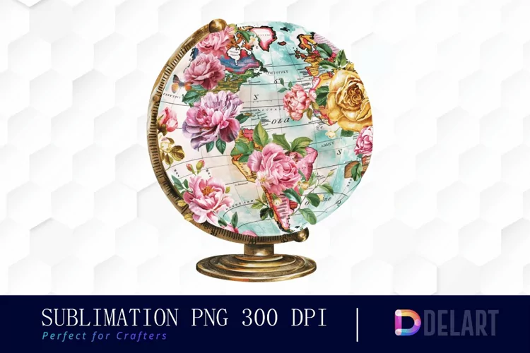 Floral Globe Watercolor Clipart