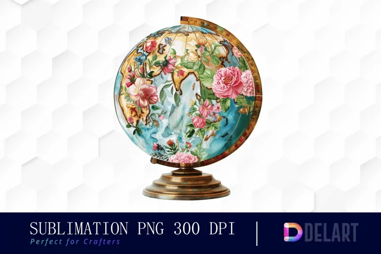 Floral Globe Watercolor Clipart