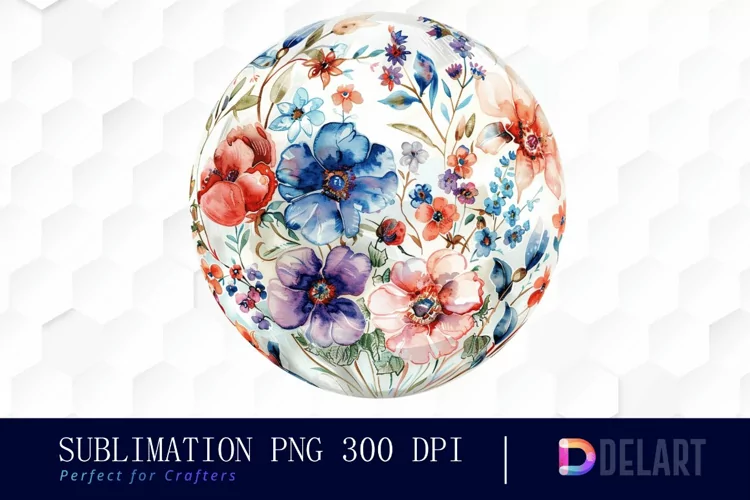 Floral Globe Watercolor Clipart