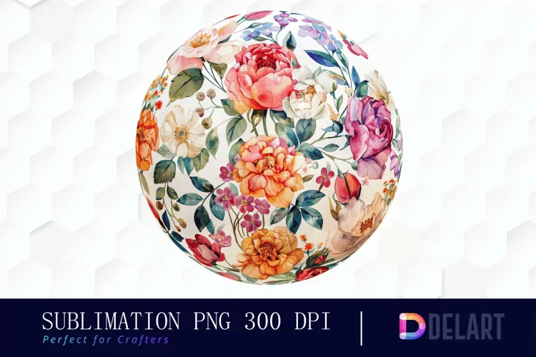 Floral Globe Watercolor Clipart