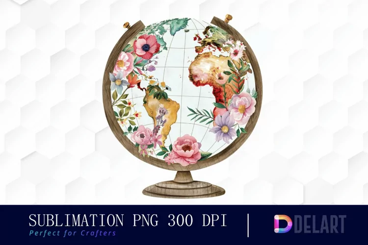 Floral Globe Watercolor Clipart
