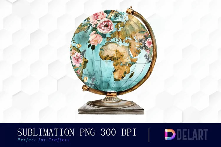Floral Globe Watercolor Clipart