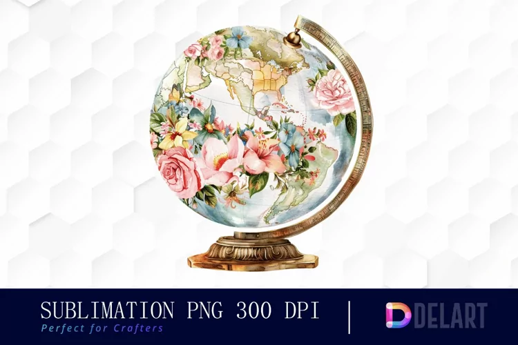 Floral Globe Watercolor Clipart