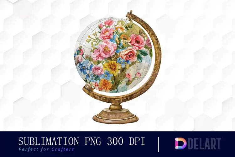 Floral Globe Watercolor Clipart