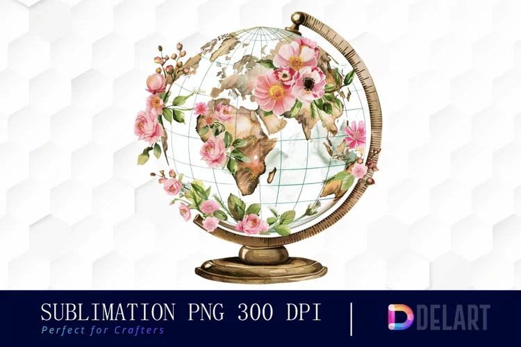 Floral Globe Watercolor Clipart