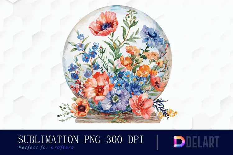 Floral Globe Watercolor Clipart