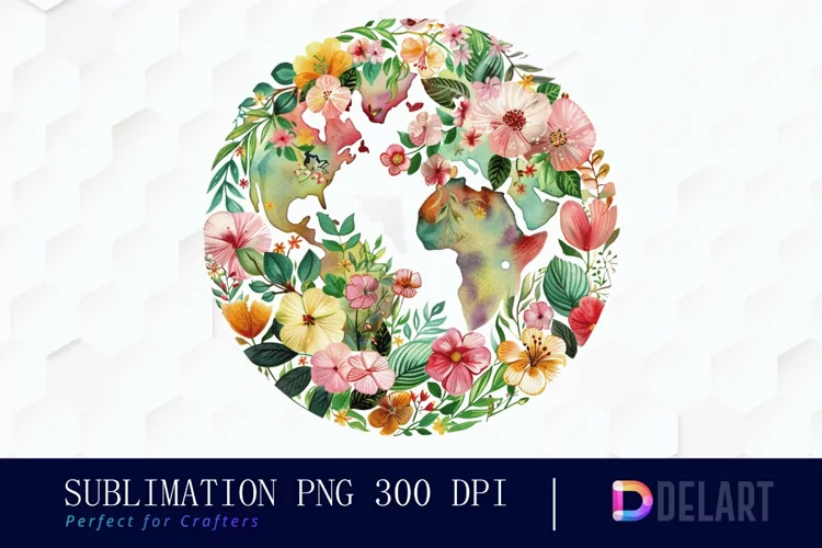 Floral Globe Watercolor Clipart