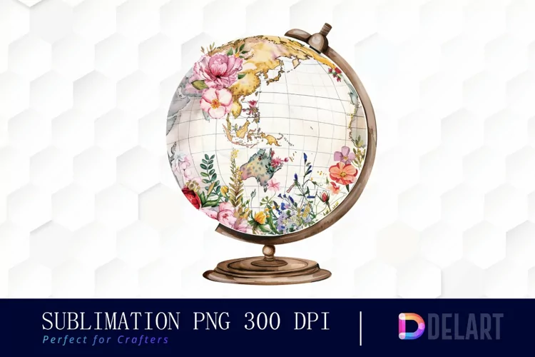 Floral Globe Watercolor Clipart