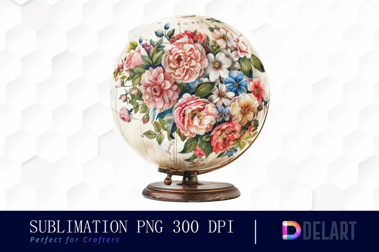 Floral Globe Watercolor Clipart