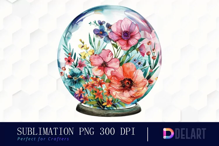 Floral Globe Watercolor Clipart