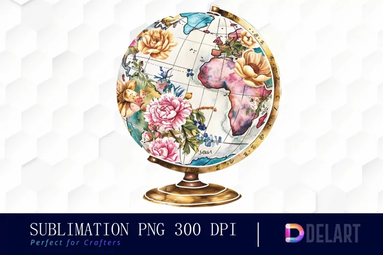 Floral Globe Watercolor Clipart