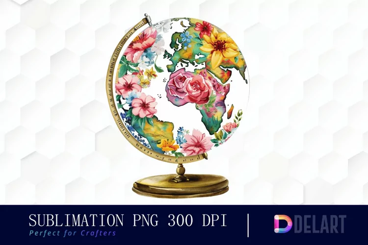 Floral Globe Watercolor Clipart