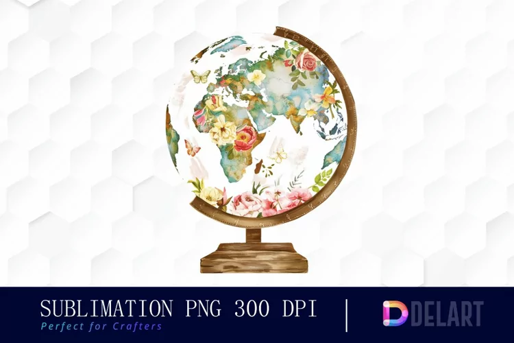 Floral Globe Watercolor Clipart
