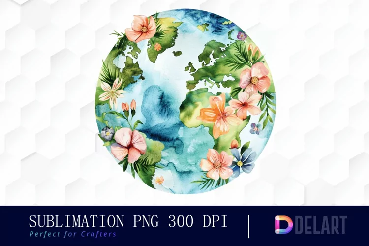 Floral Globe Watercolor Clipart