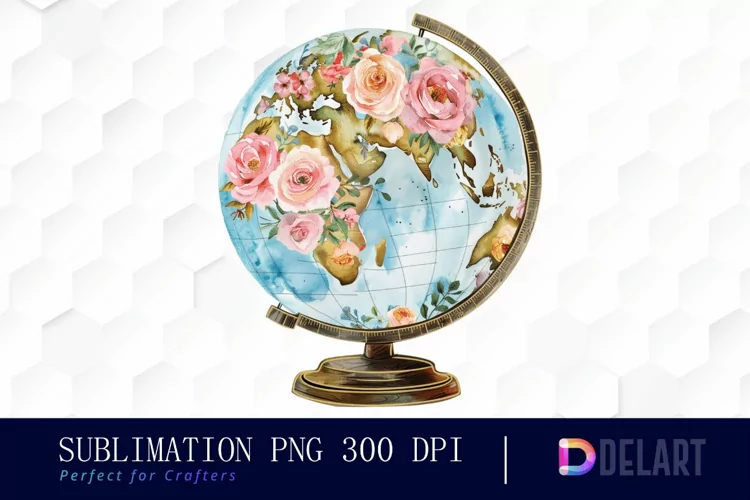 Floral Globe Watercolor Clipart