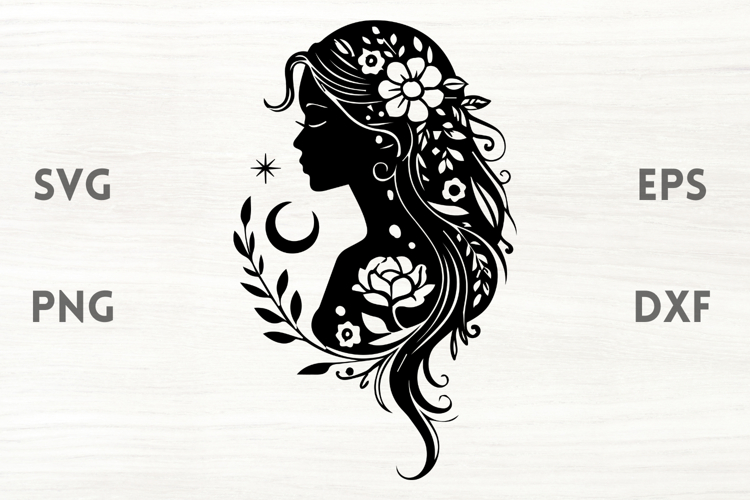 Floral Moon Lady SVG