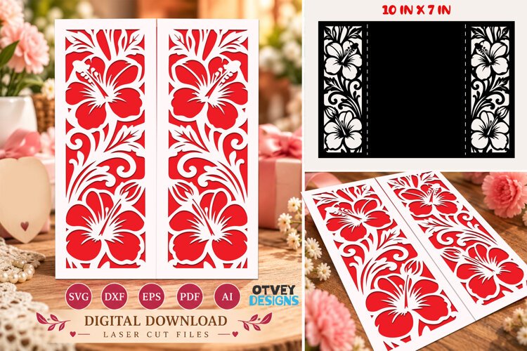 Floral Greeting card Papercut| Floral cards SVG example image 1