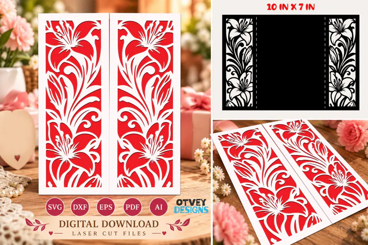 Floral Greeting card Papercut| Floral cards SVG