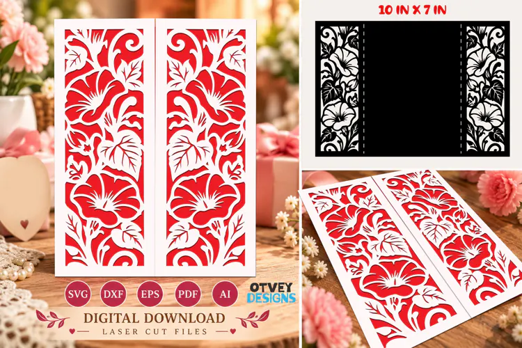 Floral Greeting card Papercut| Floral cards SVG