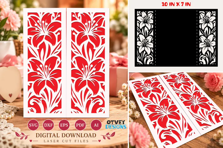 Floral Greeting card Papercut| Floral cards SVG