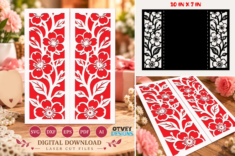 Floral Greeting card Papercut| Floral cards SVG
