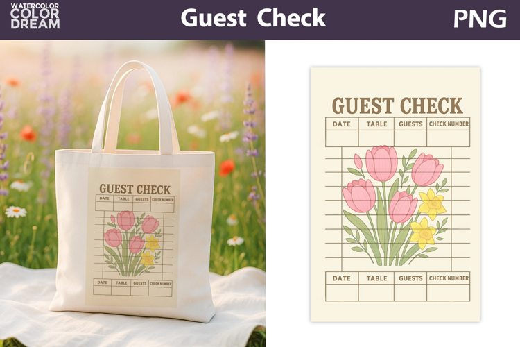 Vintage Pink Tulip Guest Check | Junk Journal Printable
