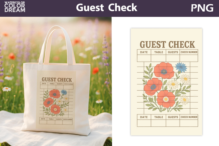 Vintage Poppy Guest Check | Junk Journal Printable
