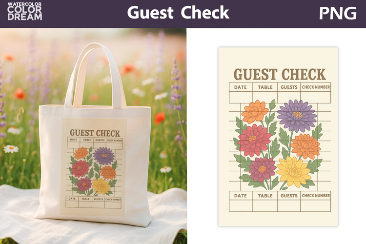 Vintage Asters Guest Check | Junk Journal Printable