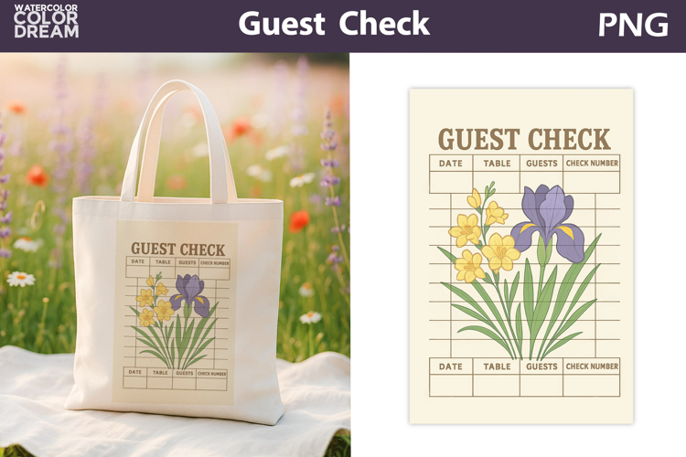 Vintage Iris Guest Check | Junk Journal Printable