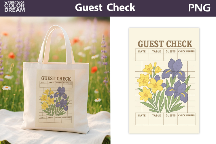 Vintage Iris Guest Check | Junk Journal Printable
