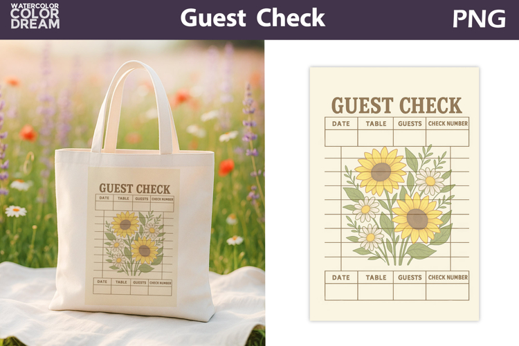 Vintage Sunflowers Guest Check | Junk Journal Printable