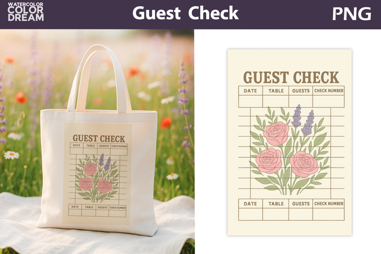 Vintage Pink Roses Guest Check | Junk Journal Printable