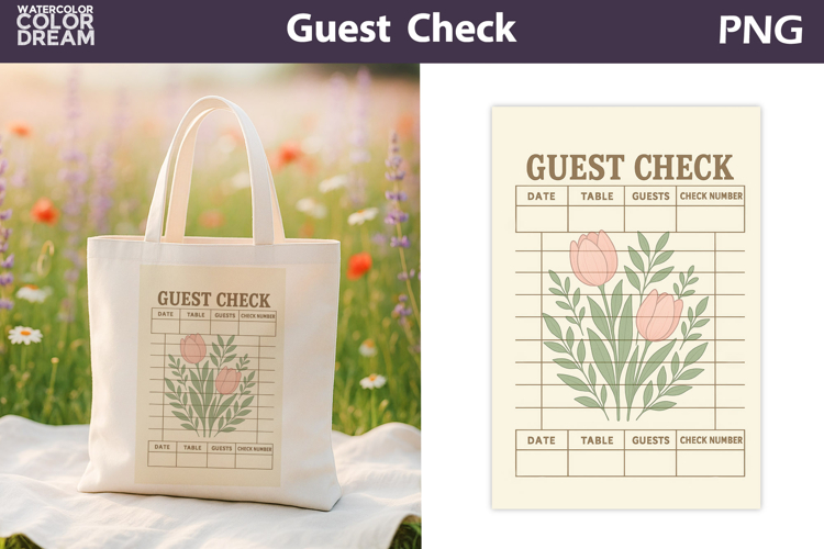 Vintage Pink Tulip Guest Check | Junk Journal Printable
