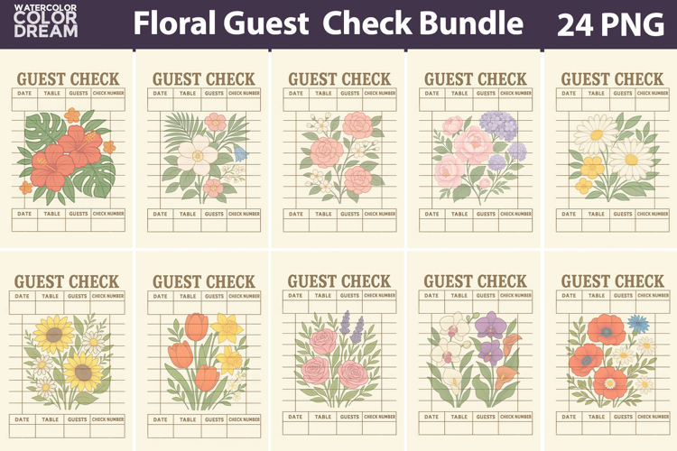 Vintage Floral Guest Check | Junk Journal Printable