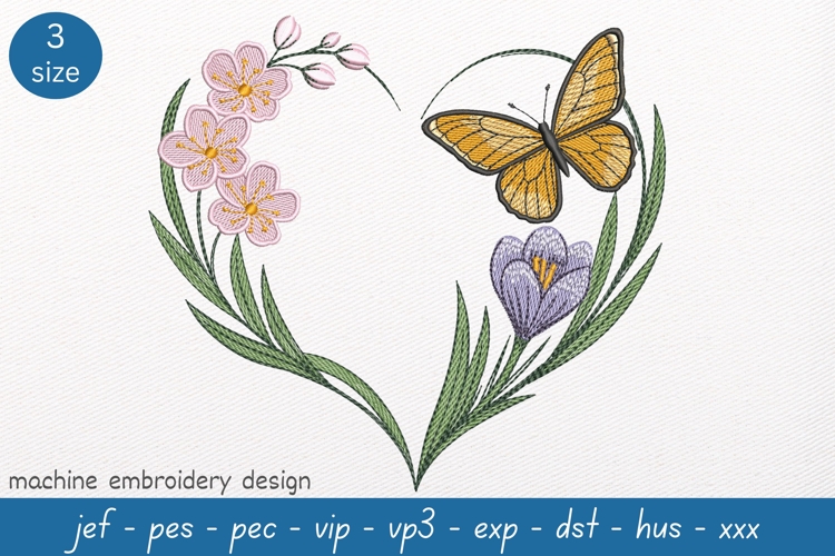 Floral Heart Embroidery Design: Spring Pattern
