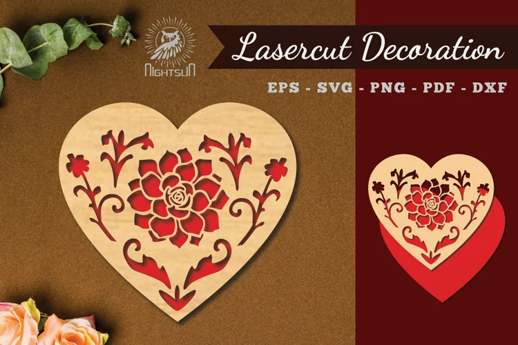 Floral Heart Laser Cut Decoration