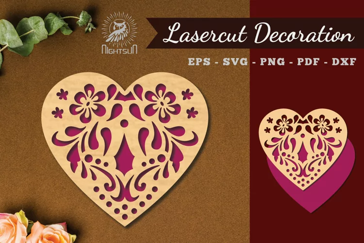 Floral Heart Laser Cut Decoration