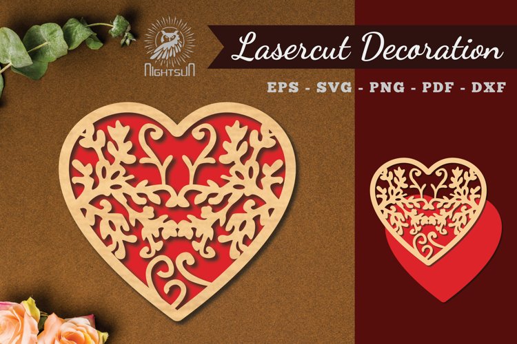 Floral Heart Laser Cut Decoration example image 1