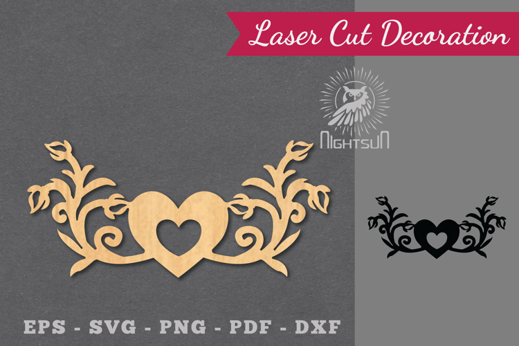 Floral Heart Laser Cut Decoration SVG