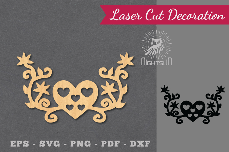 Floral Heart Laser Cut Decoration SVG