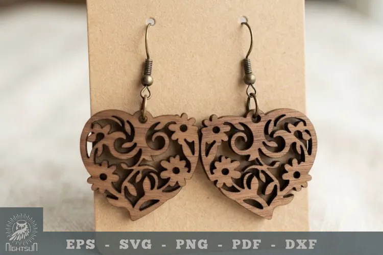 Floral Heart Lasercut Earrings 1